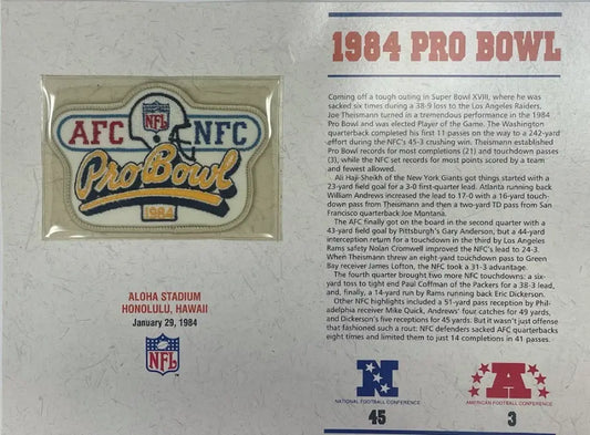 1984 NFL Pro Bowl Willabee & Ward Stat Card Patch