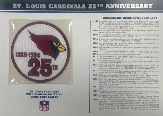 1984 St. Louis Cardinals 25th Anniversary Willabee & Ward Patch With Stat Card