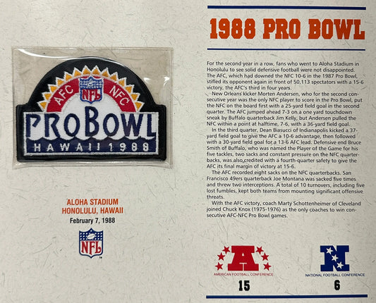 1988 NFL Pro Bowl Willabee & Ward Stat Card Patch