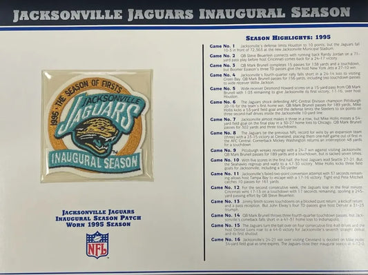 1995 Jacksonville Jaguars Inaugural Season Willabee & Ward Patch With Stat Card