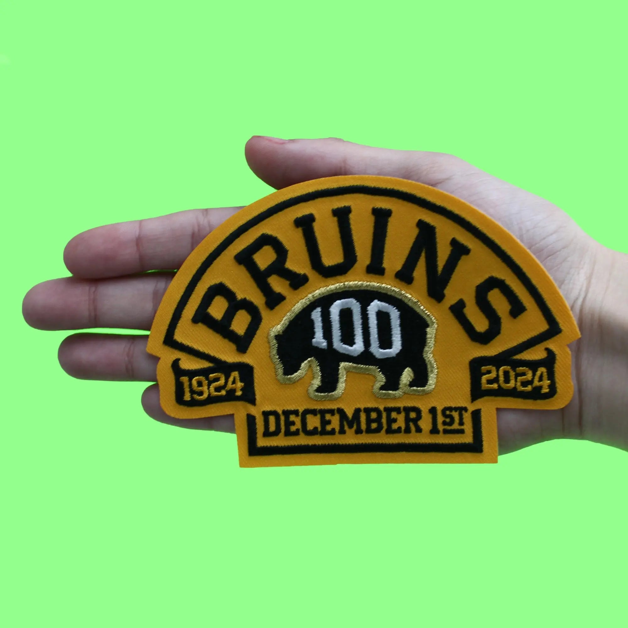 2024 Boston Bruins Team 100th Anniversary Game Jersey Patch Gold December 1, 2024
