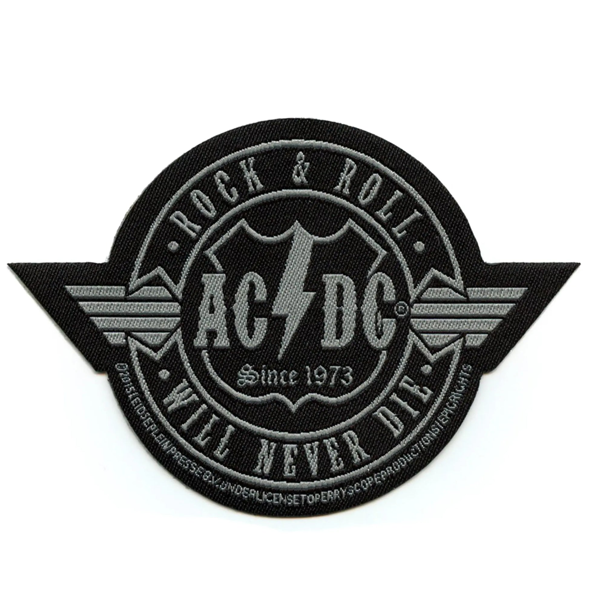 ACDC Rock N Roll Die Patch Will Never Music Woven Iron On