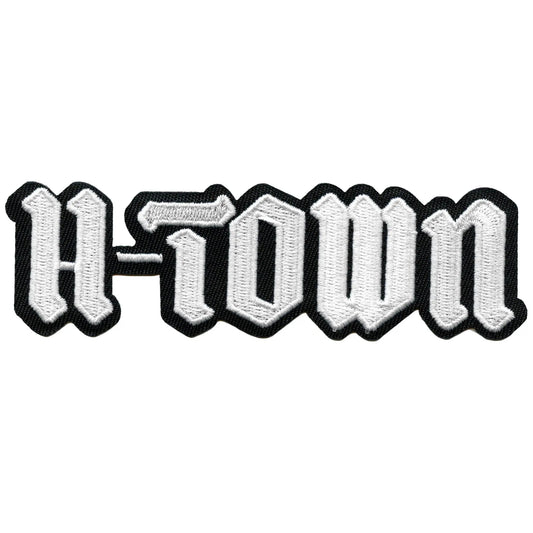 H-Town Houston Old English Patch Black Script Logo Embroidered Iron on