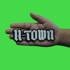 Black H-Town Houston Old English Patch Script Logo Embroidered Iron on