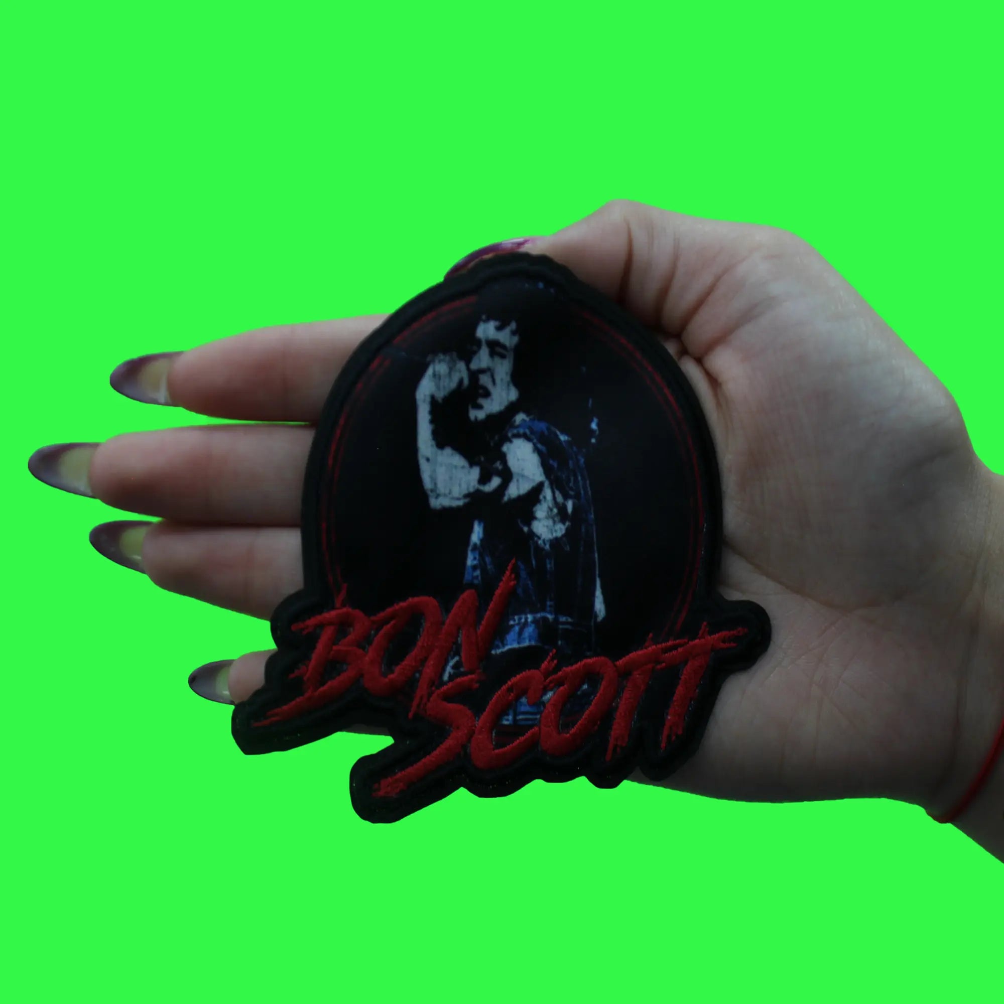 Bon Scott Singing Patch ACDC Rock Band Sublimated Embroidered Iron On