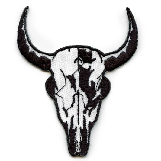 Western Bull Skull Patch Horns Decor Hunt Embroidered Iron On