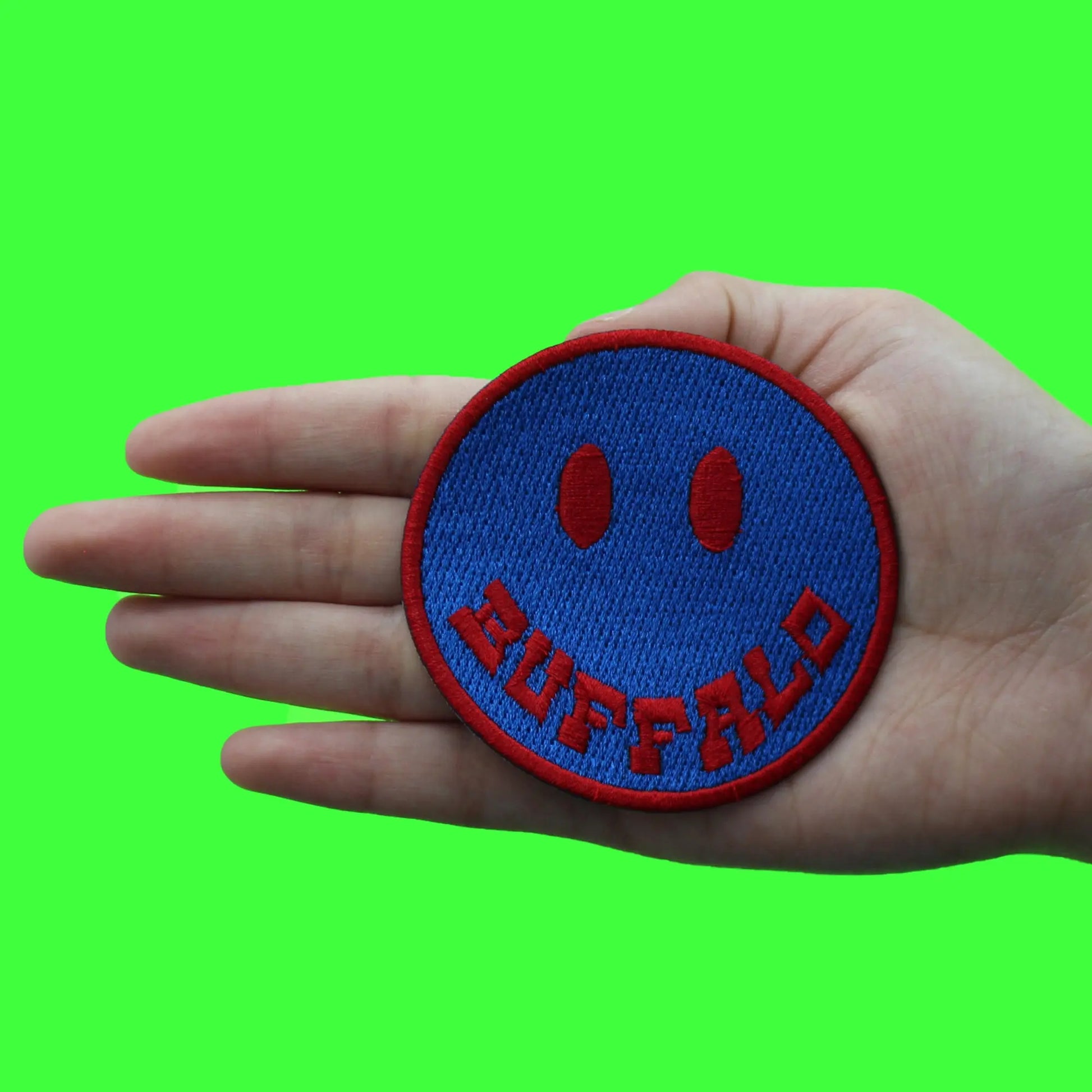 Buffalo New York Smiley Face Patch City Blue Embroidered Iron on