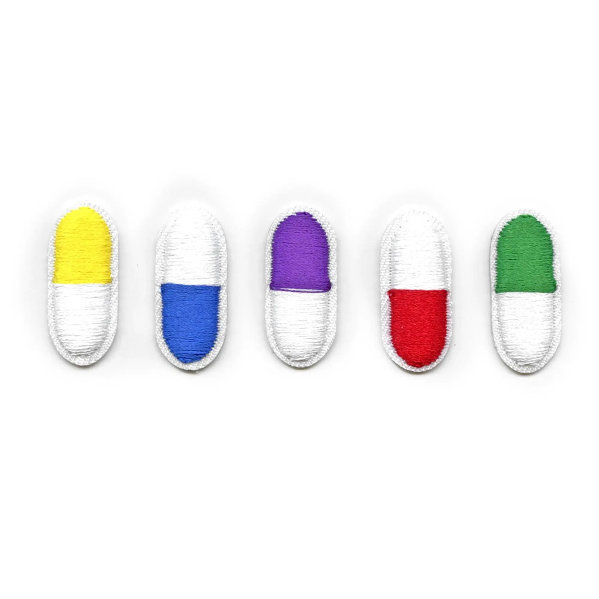 Colorful Pills Set Patch Medication 5 Piece Embroidered Iron On
