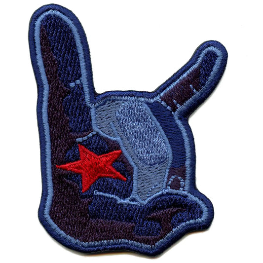 Houston Pride Texans Bull Hand Sign Patch Throwing Up The H Columbia Blue Patch Embroidered Iron On