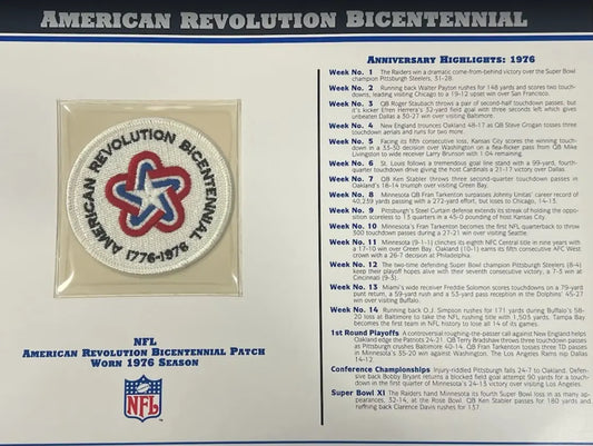 1976 American Revolution Bicentennial Willabee & Ward Patch With Stat Card