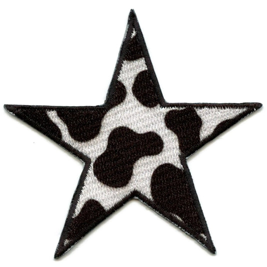 Cow Print Star Patch Western Country Embroidered Iron on