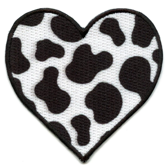 Cow Print Heart Patch Western Country Embroidered Iron on