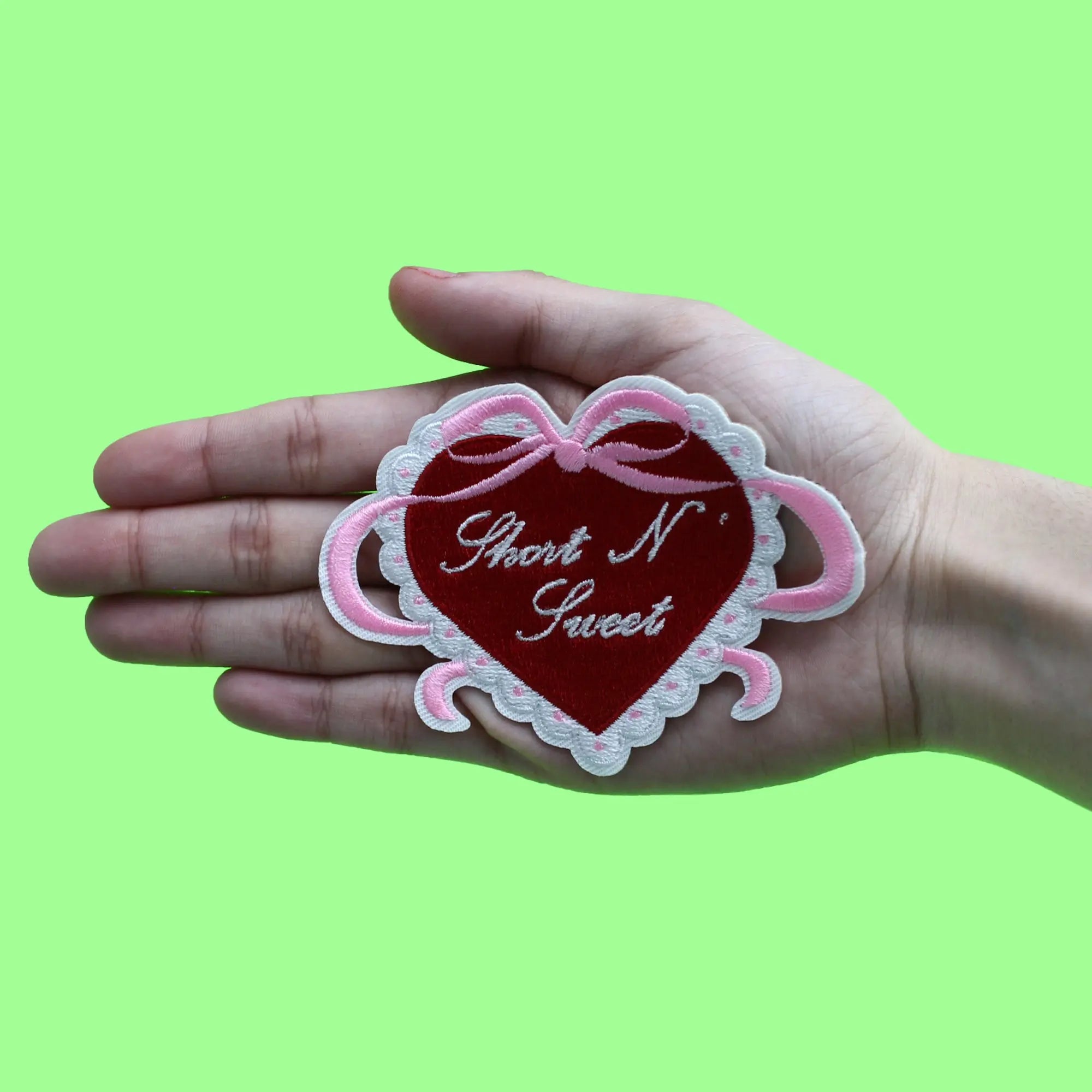 Cutesy Heart With Bow Patch Sweet Coquette Love Embroidered Iron On