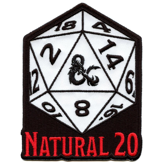 Dungeons And Dragons Natural 20 Patch Icosahedron Dice Game Embroidered Iron On