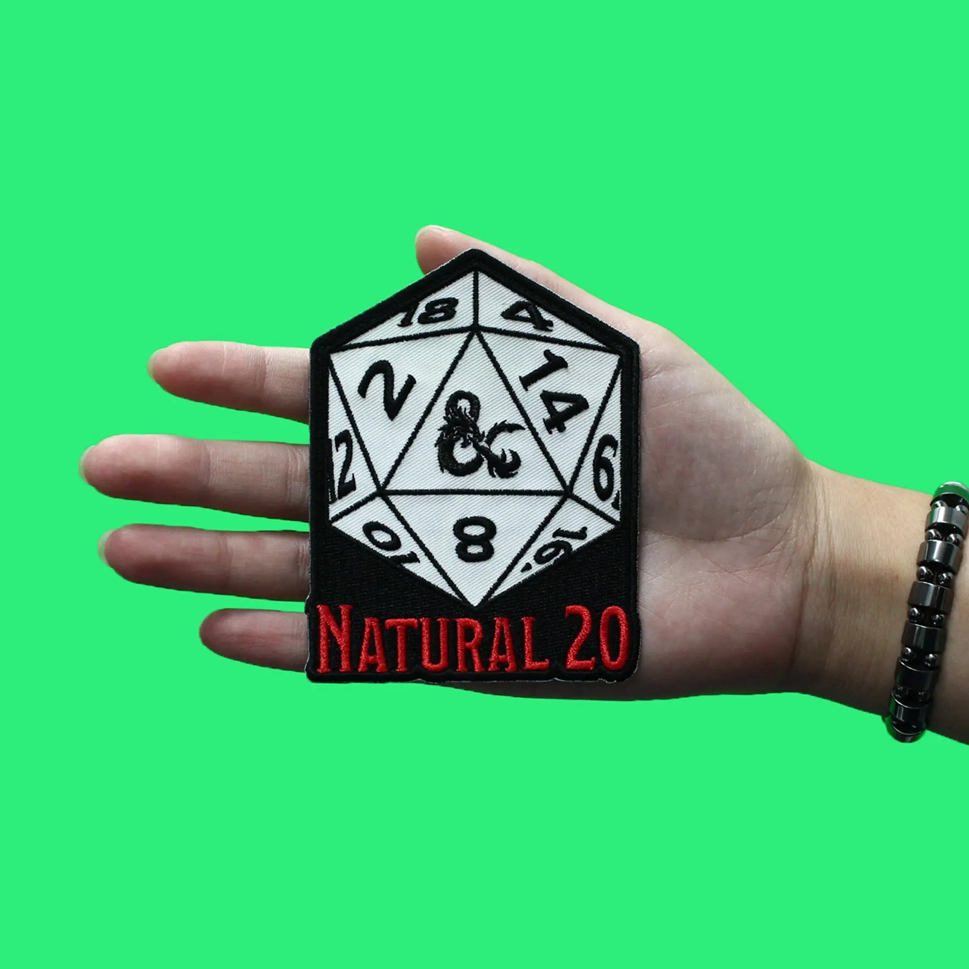 Dungeons And Dragons Natural 20 Patch Icosahedron Dice Game Embroidered Iron On