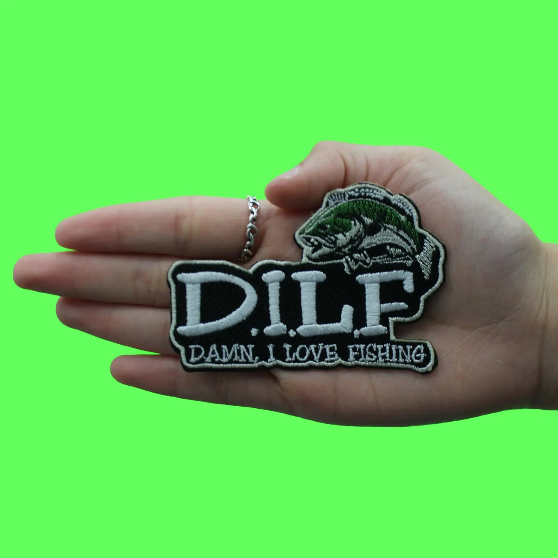 Damn I Love Fishing Patch D.I.L.F Bass Parody Embroidered Iron On