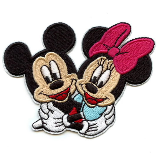 Disney Minnie And Mickey Mouse Hugging Iron on Embroidered Patch