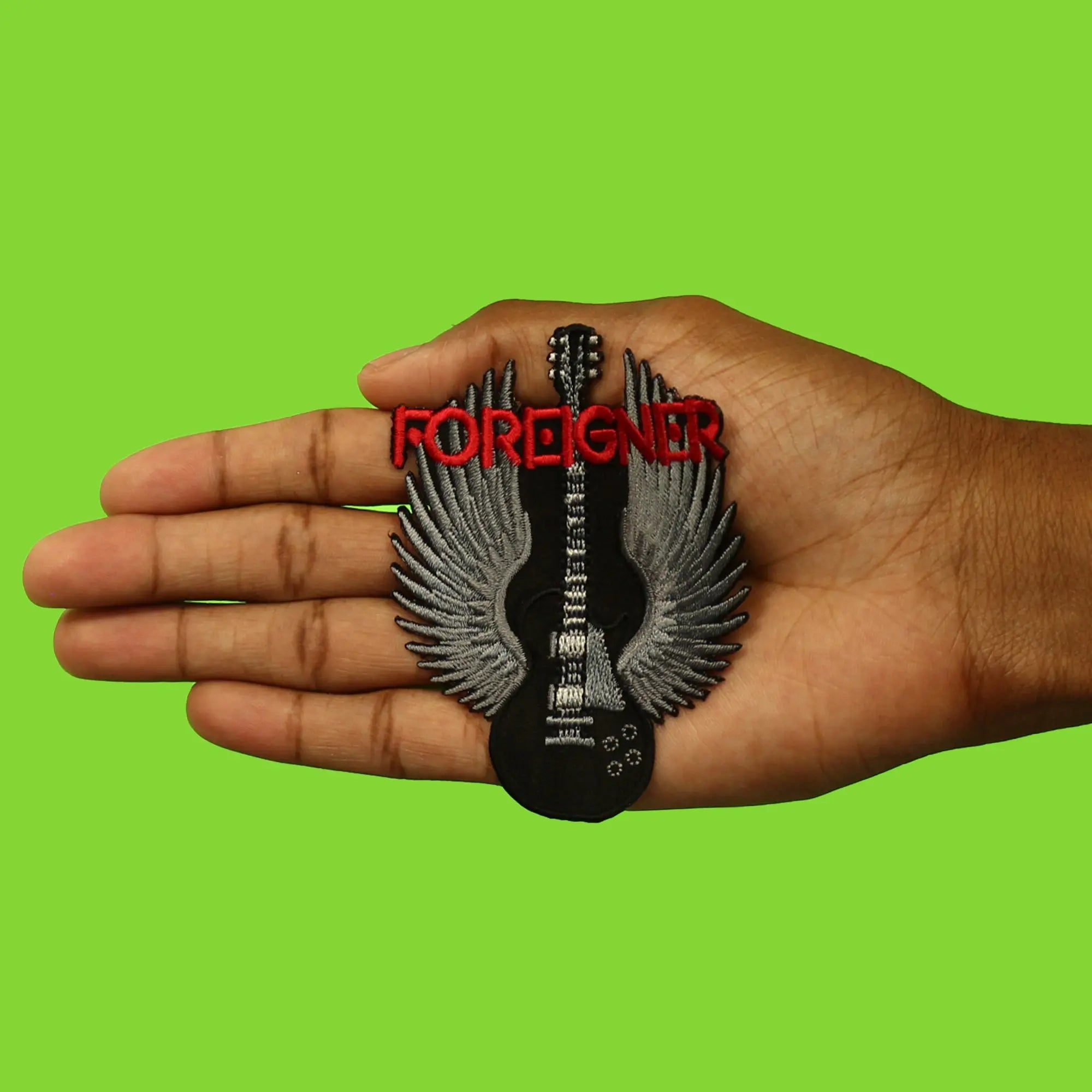 Foreigner Guitar Wings Patch Hard Rock Band Embroidered Iron On