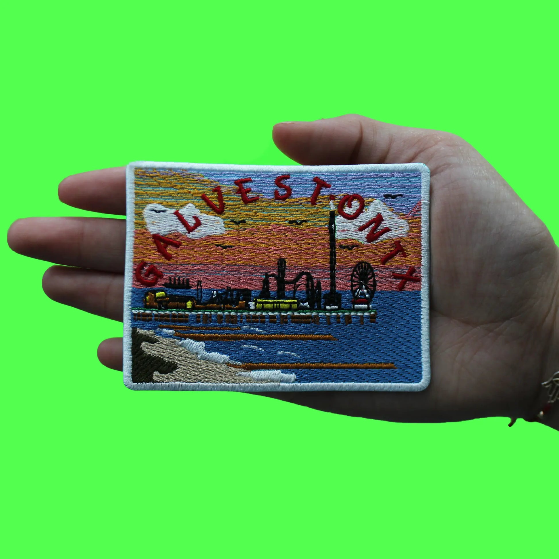 Galveston Texas Boardwalk Patch Beach Travel Souvenir Embroidered Iron On