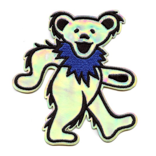 Grateful Dead Iridescent Dancing Bear Patch American Rock Band Embroidered Iron On