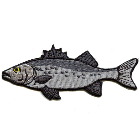 Grey Fin Fish Patch Deep Ocean Sea Embroidered Iron On