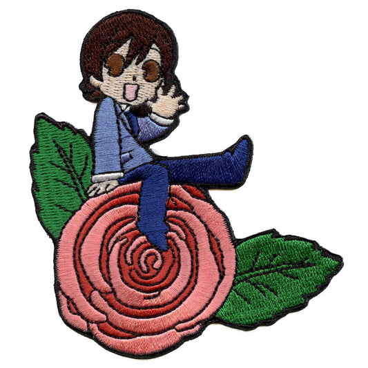Ouran High School Host Club Haruhi On Rose Patch Sitting Pose Embroidered Iron On