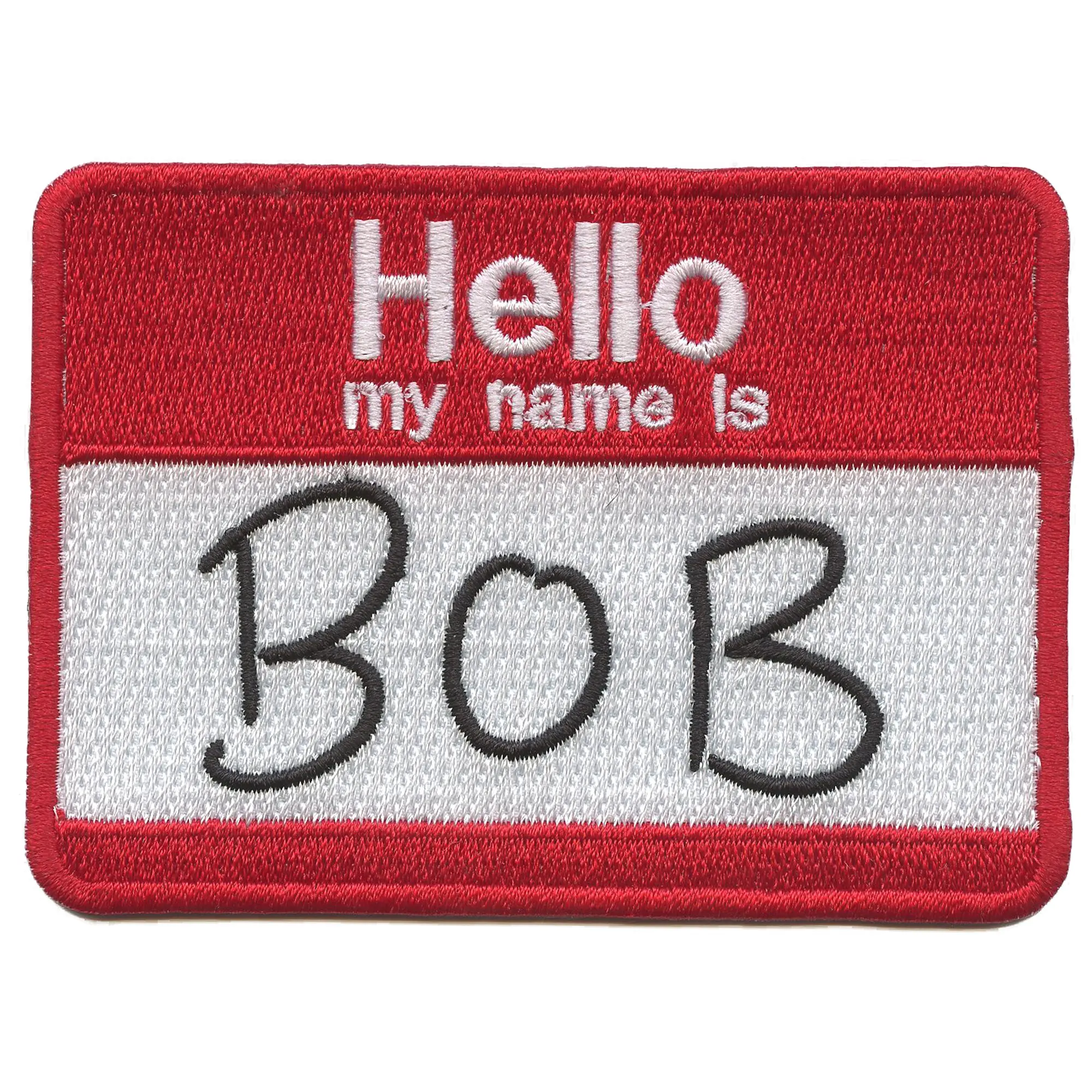 Hello My Name Is Bob Name Tag Iron On Embroidered Patch