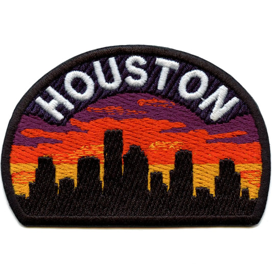 Houston City Skyline Patch Sunset Scenery Downtown Embroidered Iron On