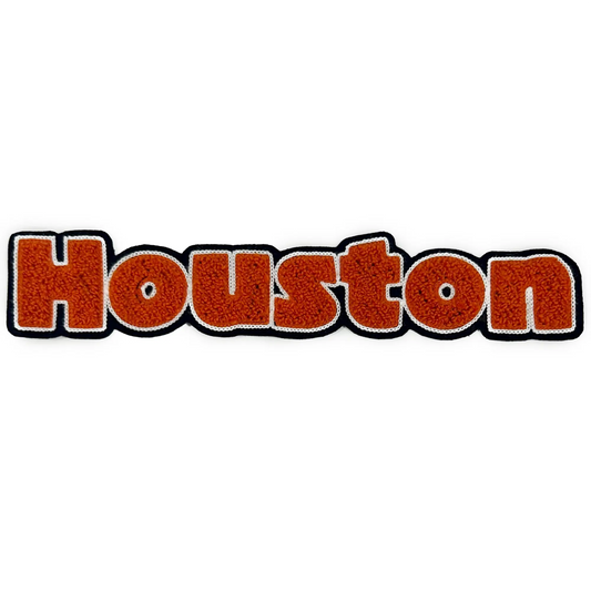 Houston Script Large Chenille Patch Texas Fabric Sew On