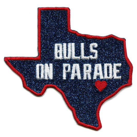 Houston Texas Football State Parody "Bulls On Parade" Embroidered Iron On Glitter Patch