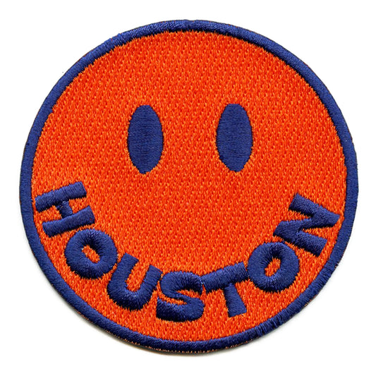 Houston Smiley Face Patch Orange Emoji Embroidered Iron on