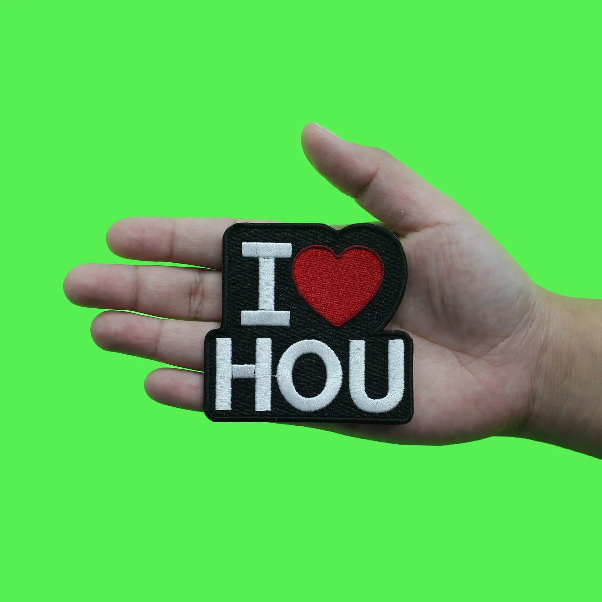 I Love Hou Heart Patch Houston Texas State Embroidered Iron On