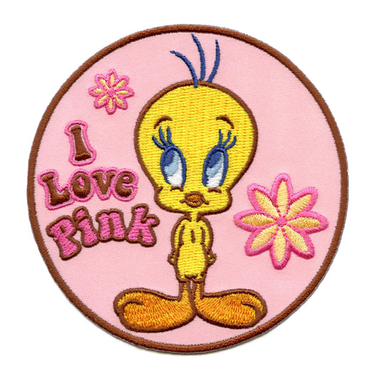 I Love Pink Tweety Patch Looney Tunes Embroidered Iron On
