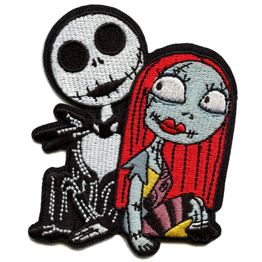 Nightmare Before Christmas Patch Jack and Sally Sitting Embroidered Iron On