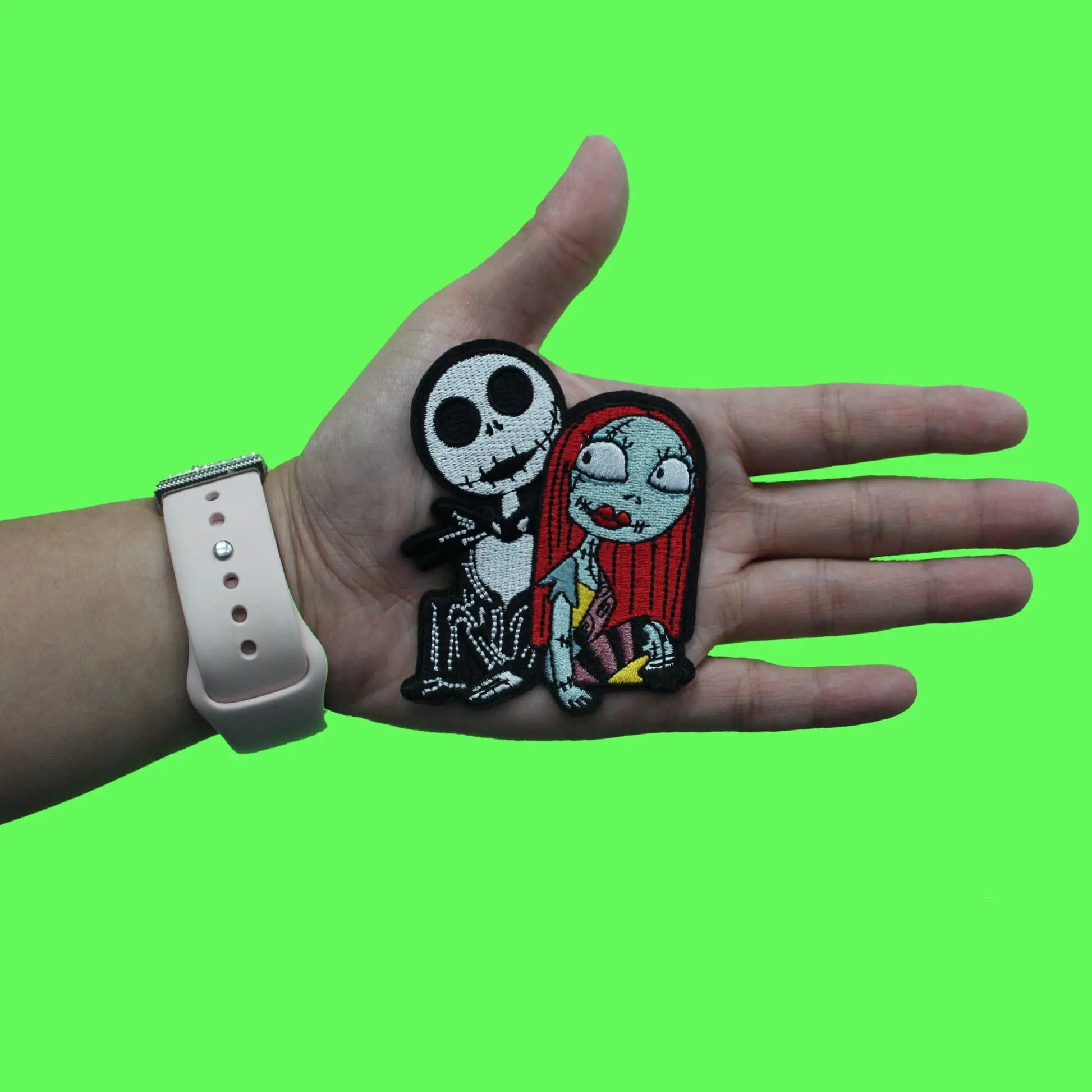 Nightmare Before Christmas Patch Jack and Sally Sitting Embroidered Iron On