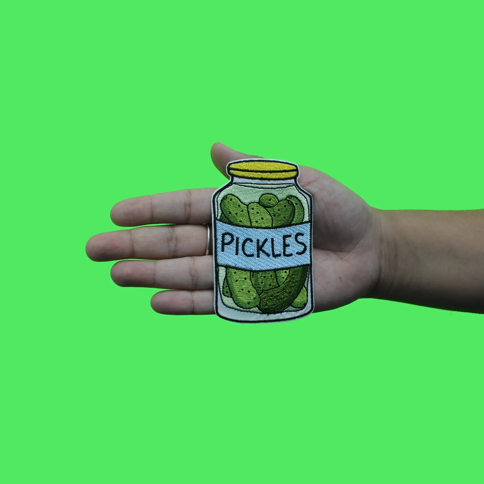 Jar of Pickles Food Patch Sour Salty Snack Embroidered Iron On