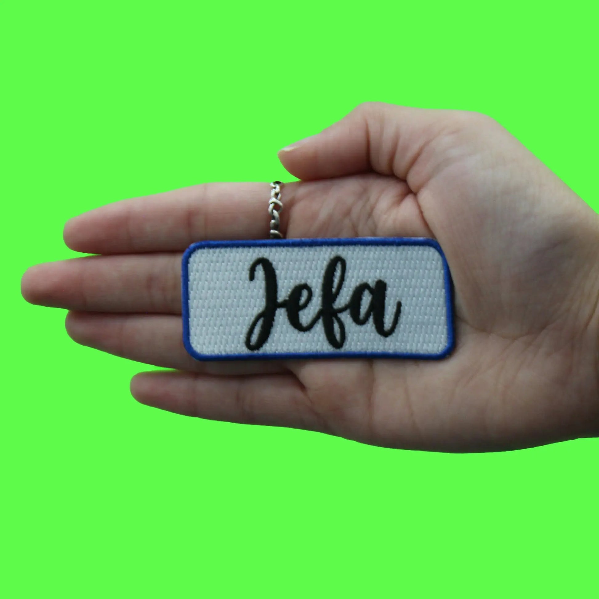 Jefa Blue Tag Patch Mexican Mom Boss Embroidered Iron On