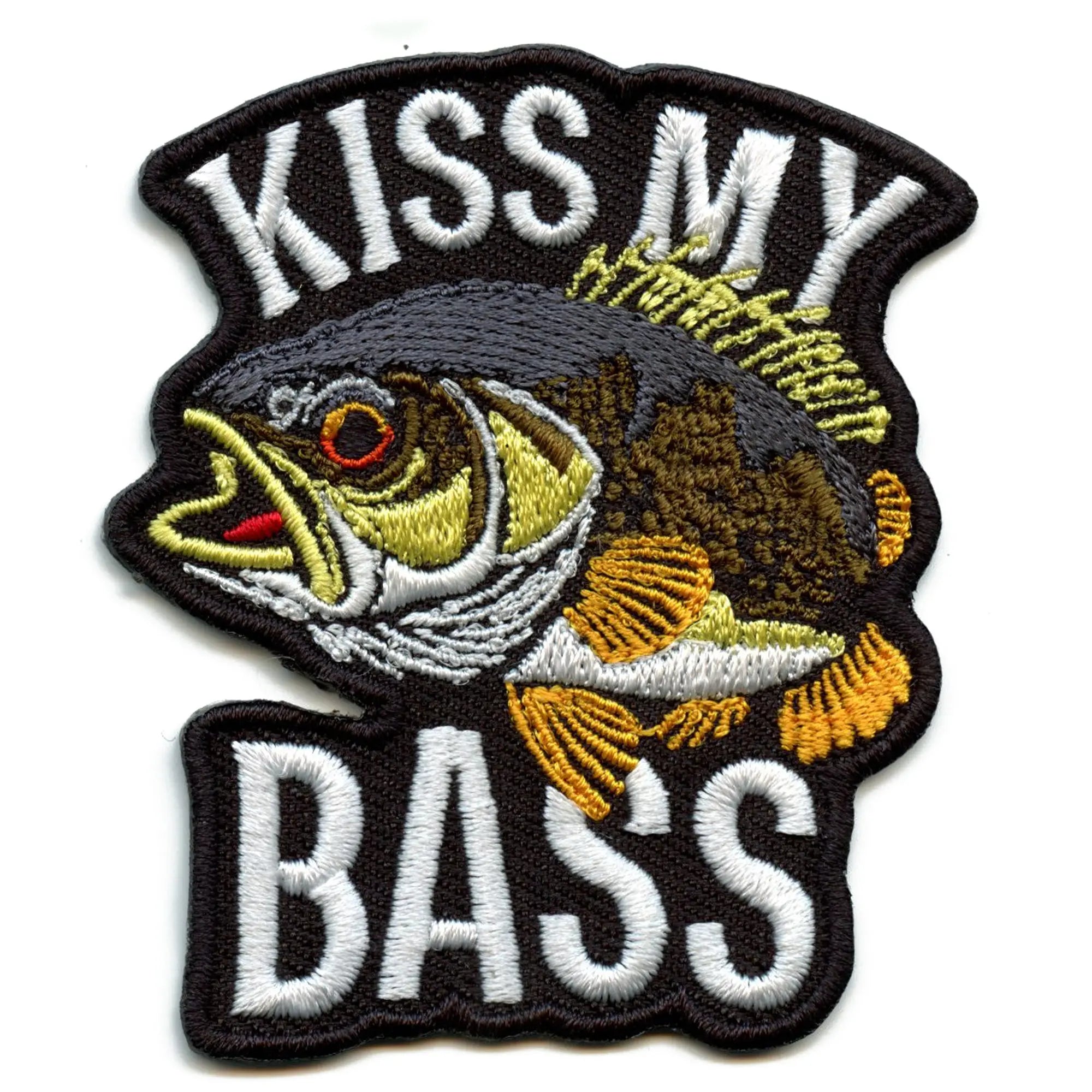 Kiss My Bass Patch Funny Fishing  Meme Embroidered Iron On