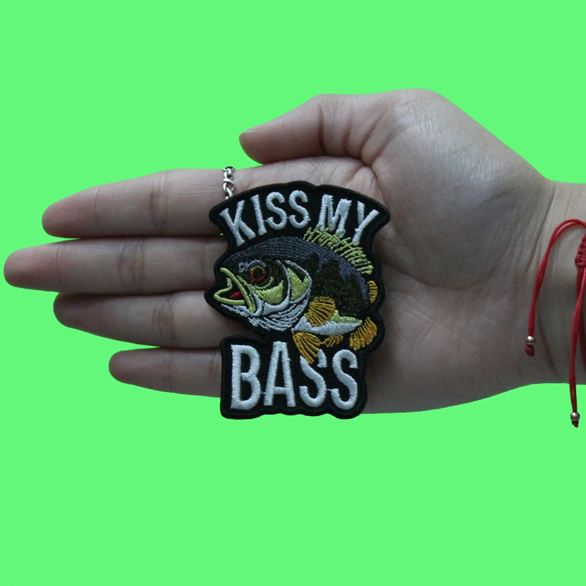 Kiss My Bass Patch Funny Fishing Meme Embroidered Iron On