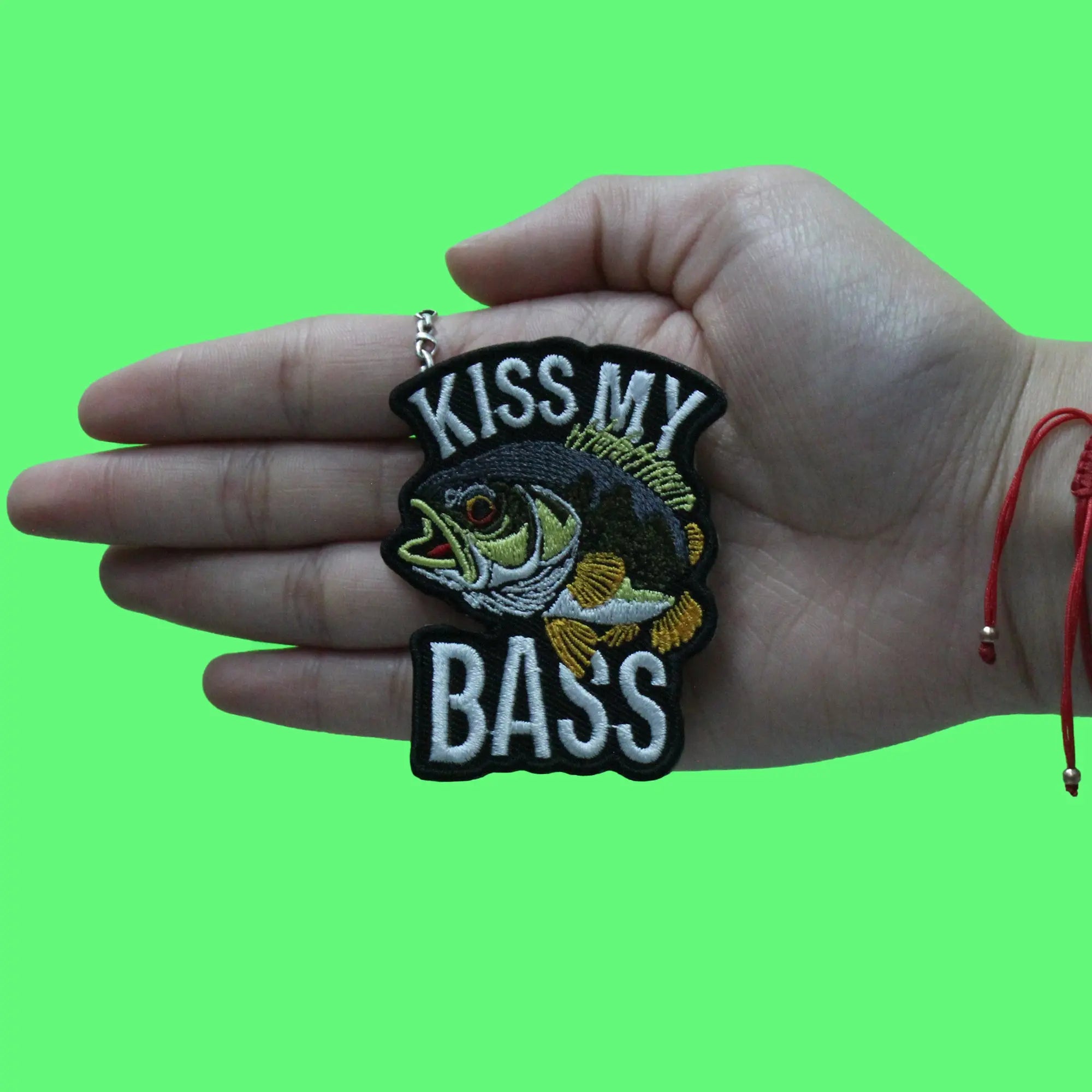 Kiss My Bass Patch Funny Fishing  Meme Embroidered Iron On