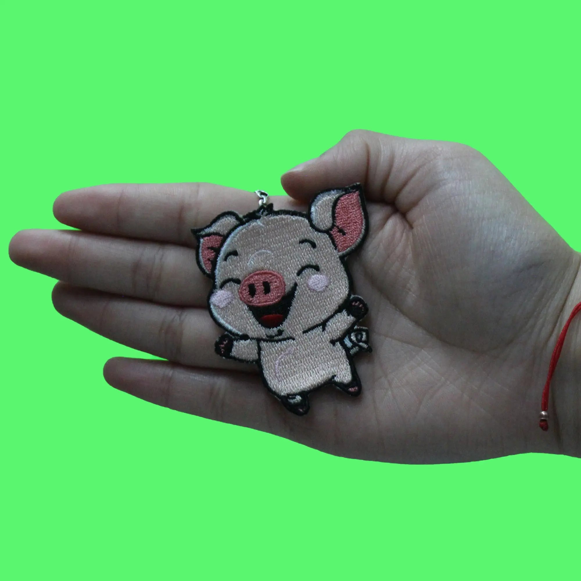 Leaping Happy Pig Patch Adorable Cartoon Mammal Embroidered Iron On