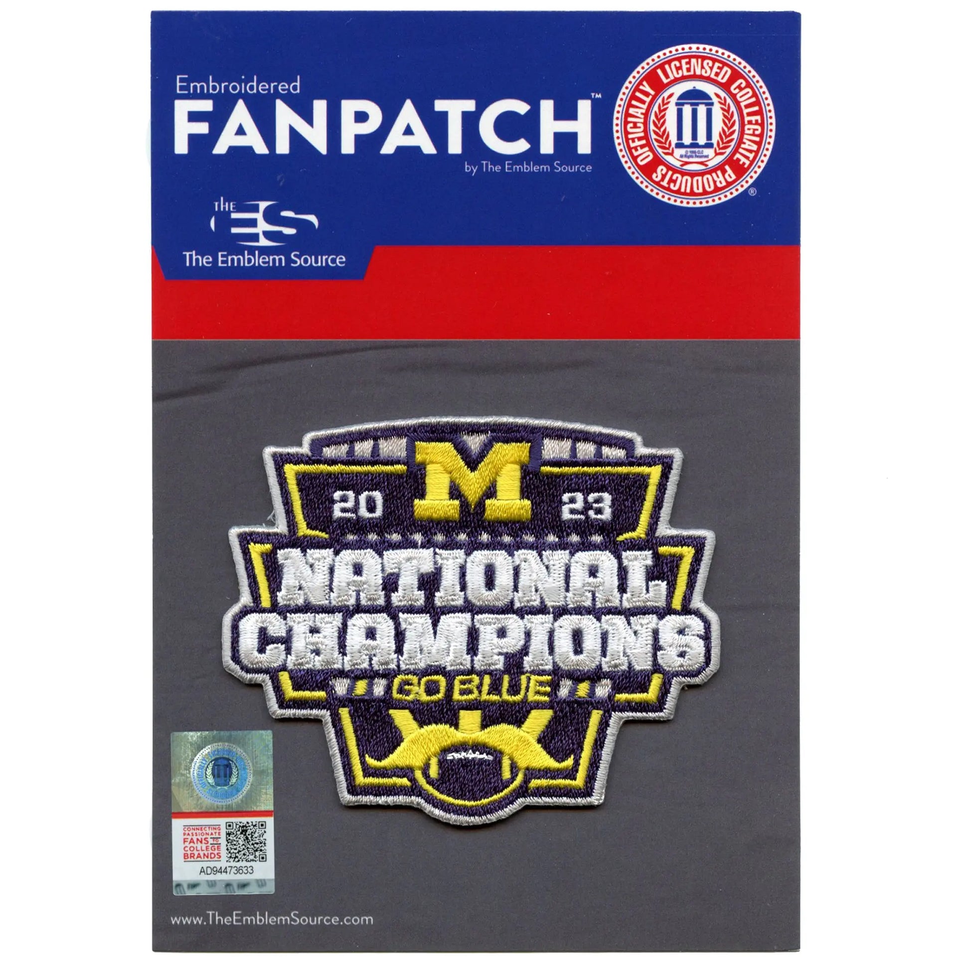 Michigan Wolverines National Champions Football Embroidered Patch 2023-2024 Go Blue