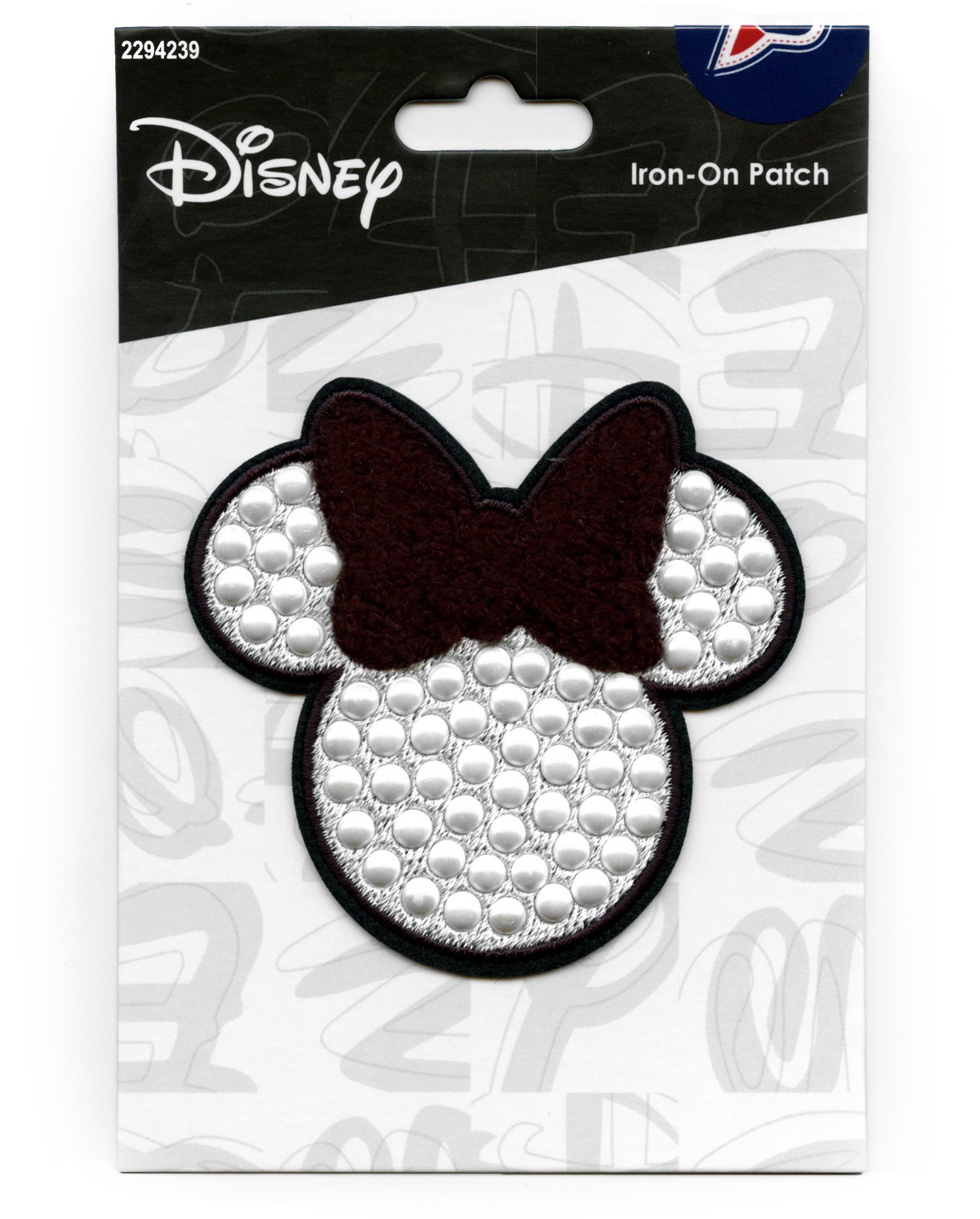 Minnie Mouse Plastic Pearl Head Patch Black Disney Cartoon Chenille Iron On