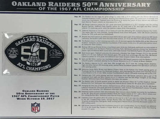 Oakland Raiders 50th Anniversary 1967 AFL Champions Willabee & Ward Patch (2017)