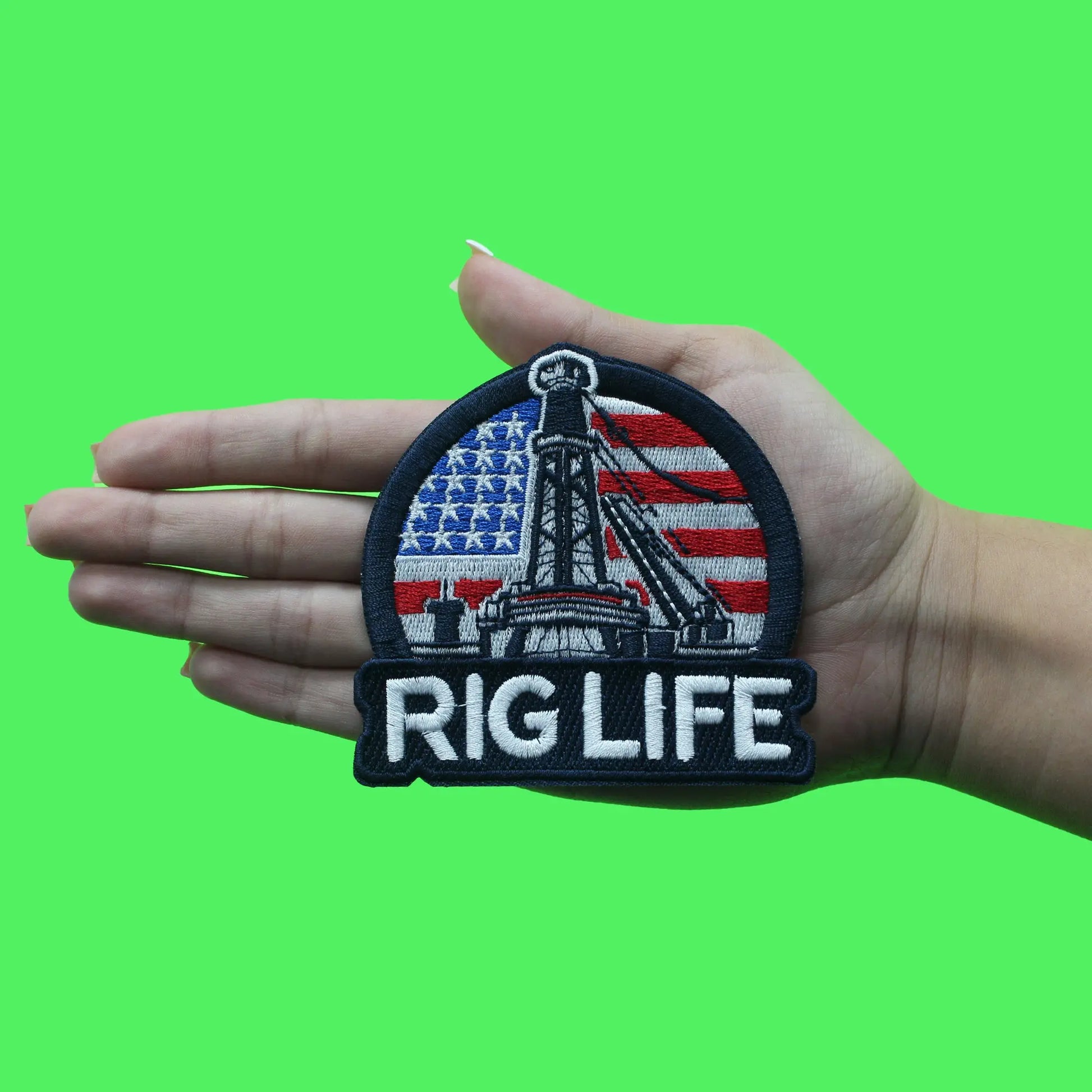 Oil Rig Life Patch Blue Collar Embroidered Iron On