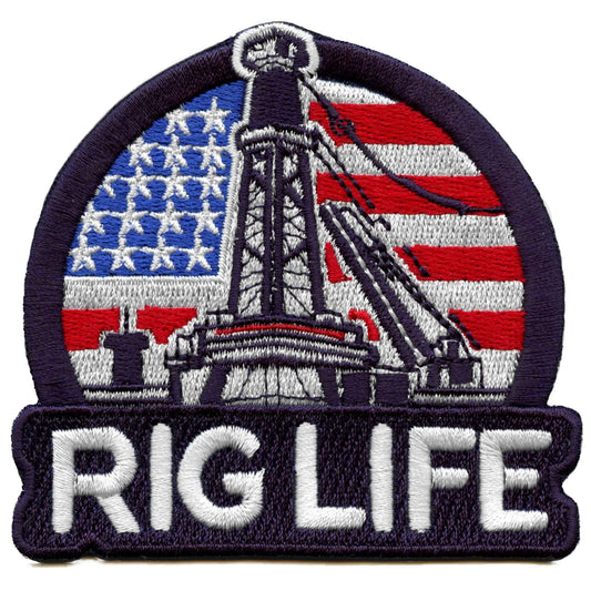 Oil Rig Life Patch Blue Collar Embroidered Iron On