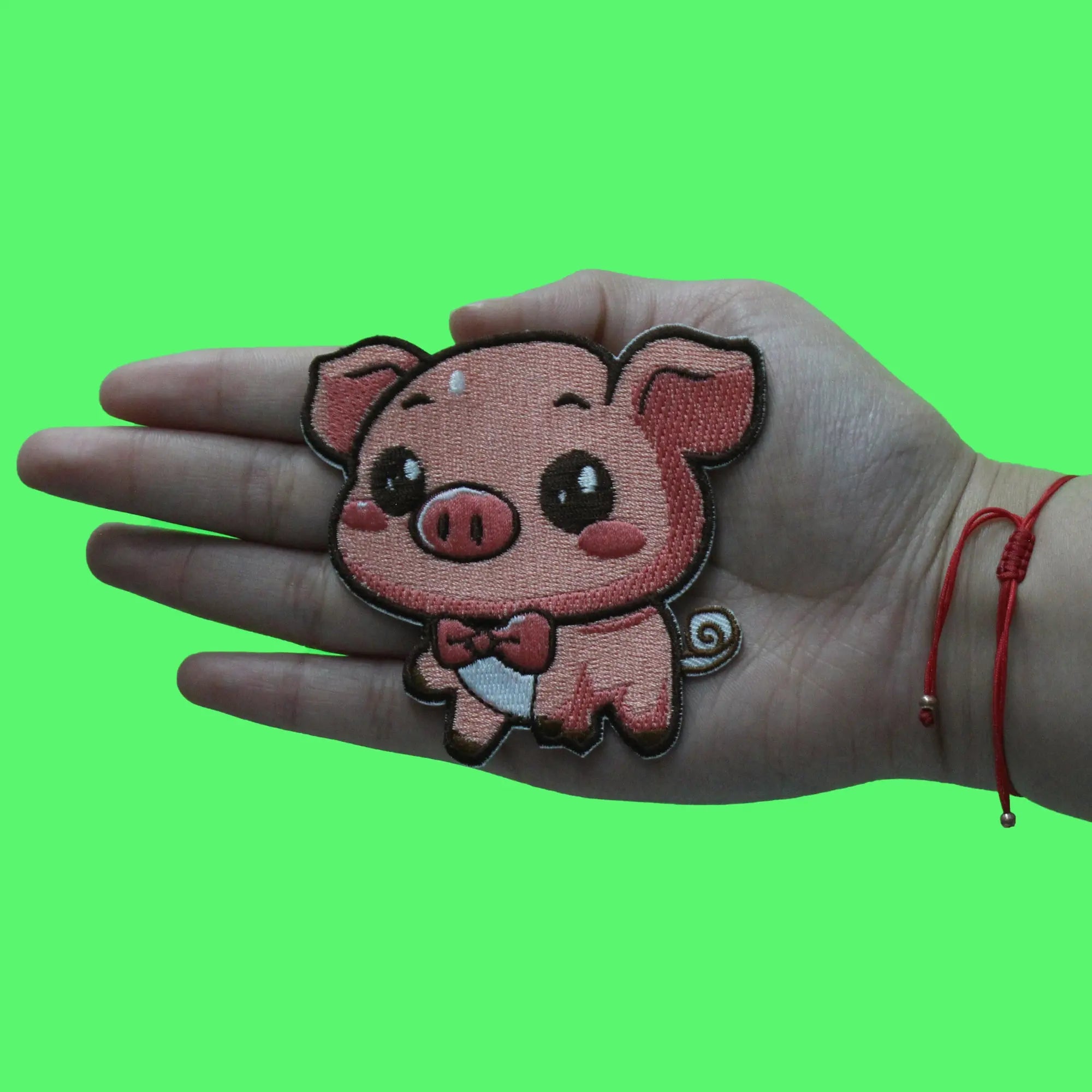 Pig Bow Tie Patch Cute Cartoon Animal Embroidered Iron On