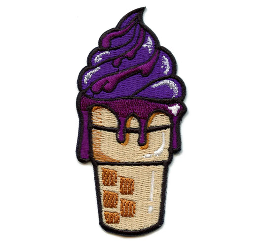 Purple Syrup Ice Cream Patch Double Cup Cone Embroidered Iron On