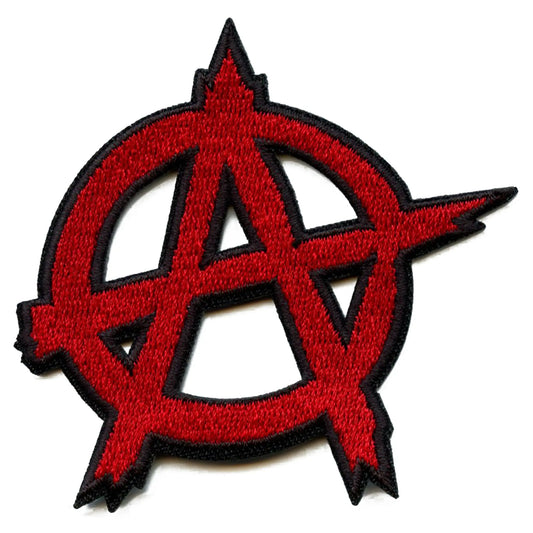 Red Anarchy Symbol Patch Rebel Alternative Protest Embroidered Iron On