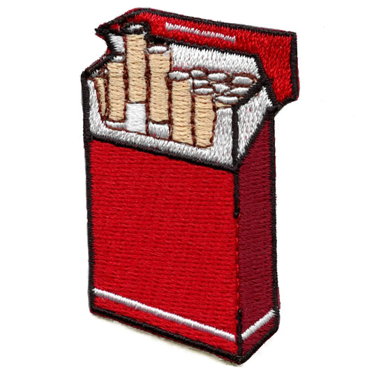 Red Cigarette Box Patch Full Pack Embroidered Iron On